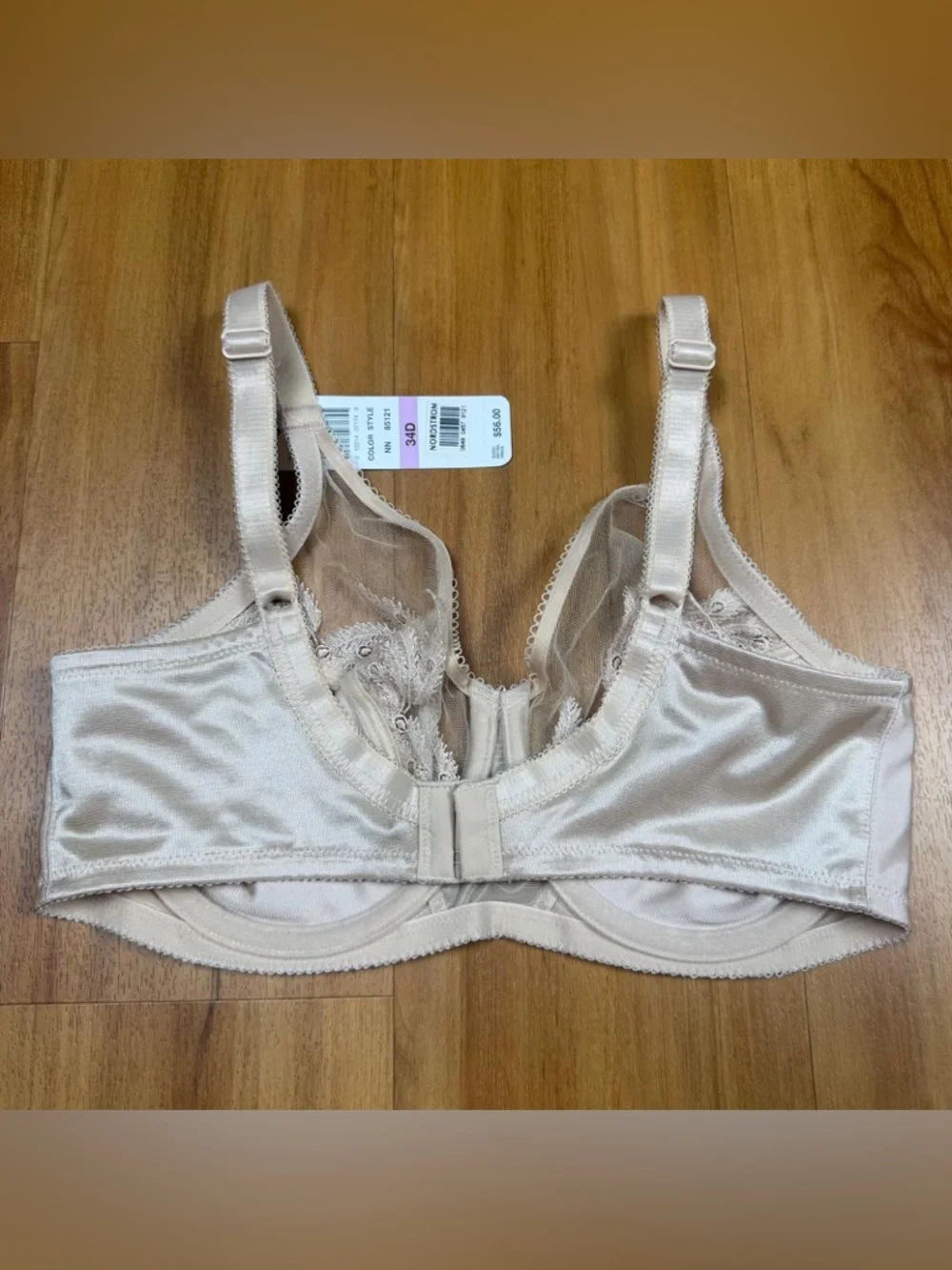 Wacoal 34D Nude Lace Mesh Underwire Bra Full Coverage NWT Comfort Fit